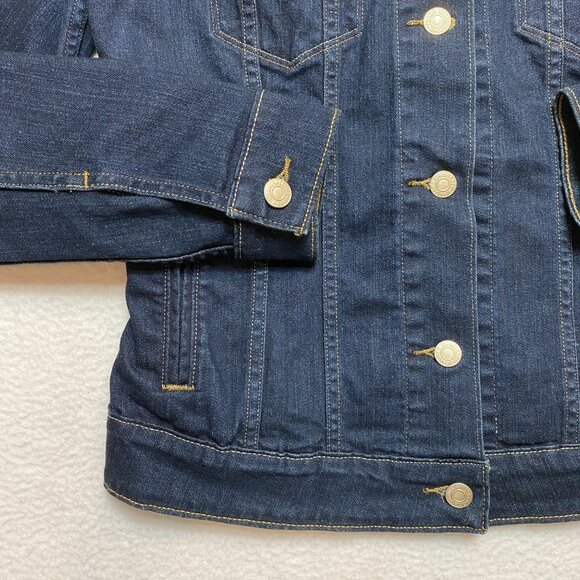 Levi's Trucker Denim Jean Jacket Women's M Dark Blue Stretch - Picture 5 of 11